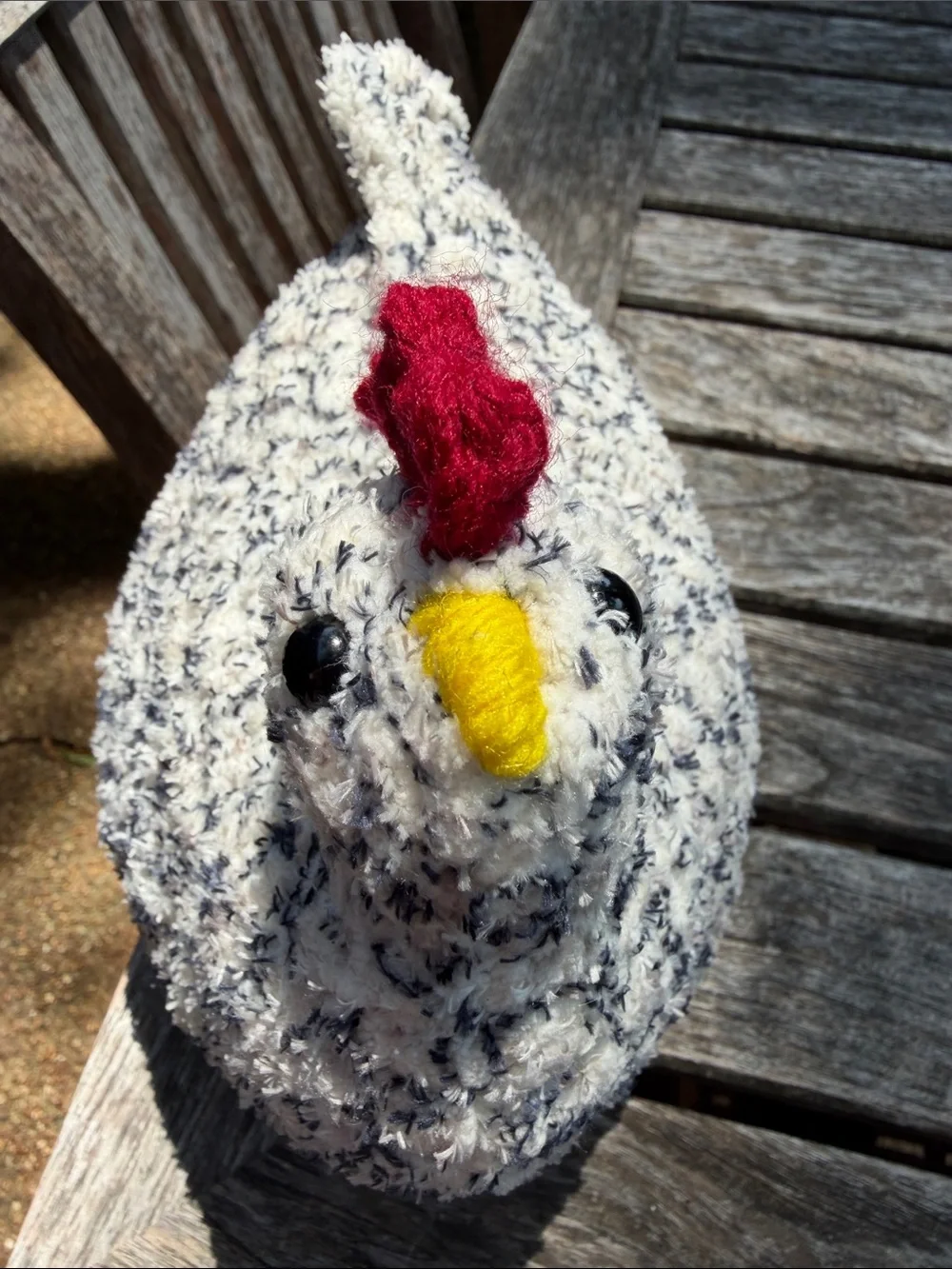 Handcrafted Gray & Red Chicken Accent Pillow - Soft Plush Farmhouse Decor